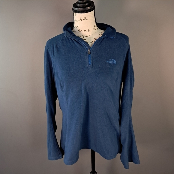 The North Face Sweater Womens Size Large Teal Blue Fleece 1/4 Zip Lightweight - Picture 1 of 5
